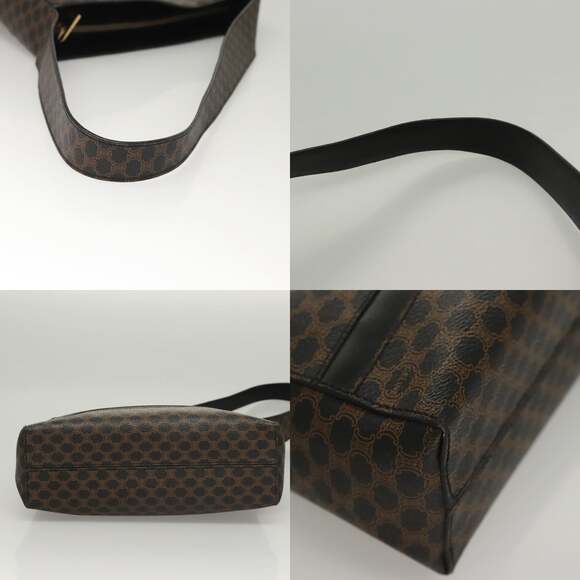 CELINE Macadam Canvas Shoulder Bag Pvc Leather Black Gold - Picture 10 of 13